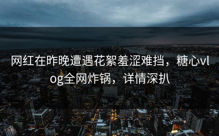 网红在昨晚遭遇花絮羞涩难挡，糖心vlog全网炸锅，详情深扒