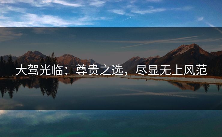 大驾光临：尊贵之选，尽显无上风范